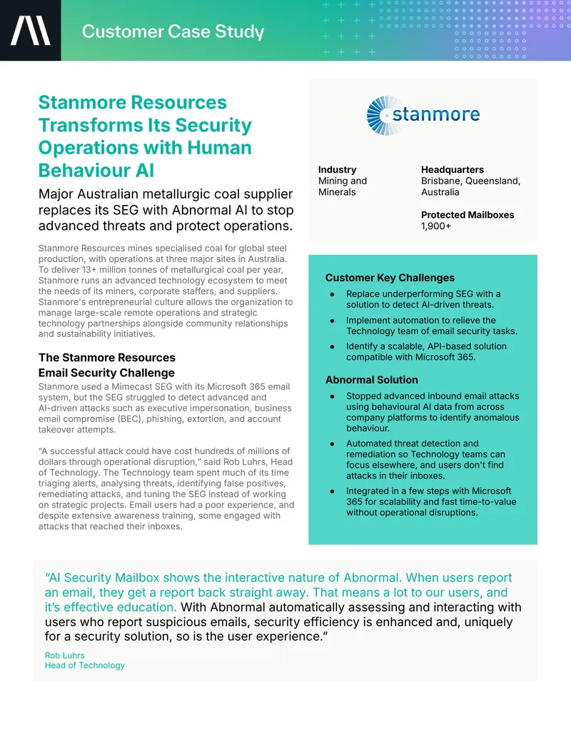 Stanmore Resources Security Operations Transformation