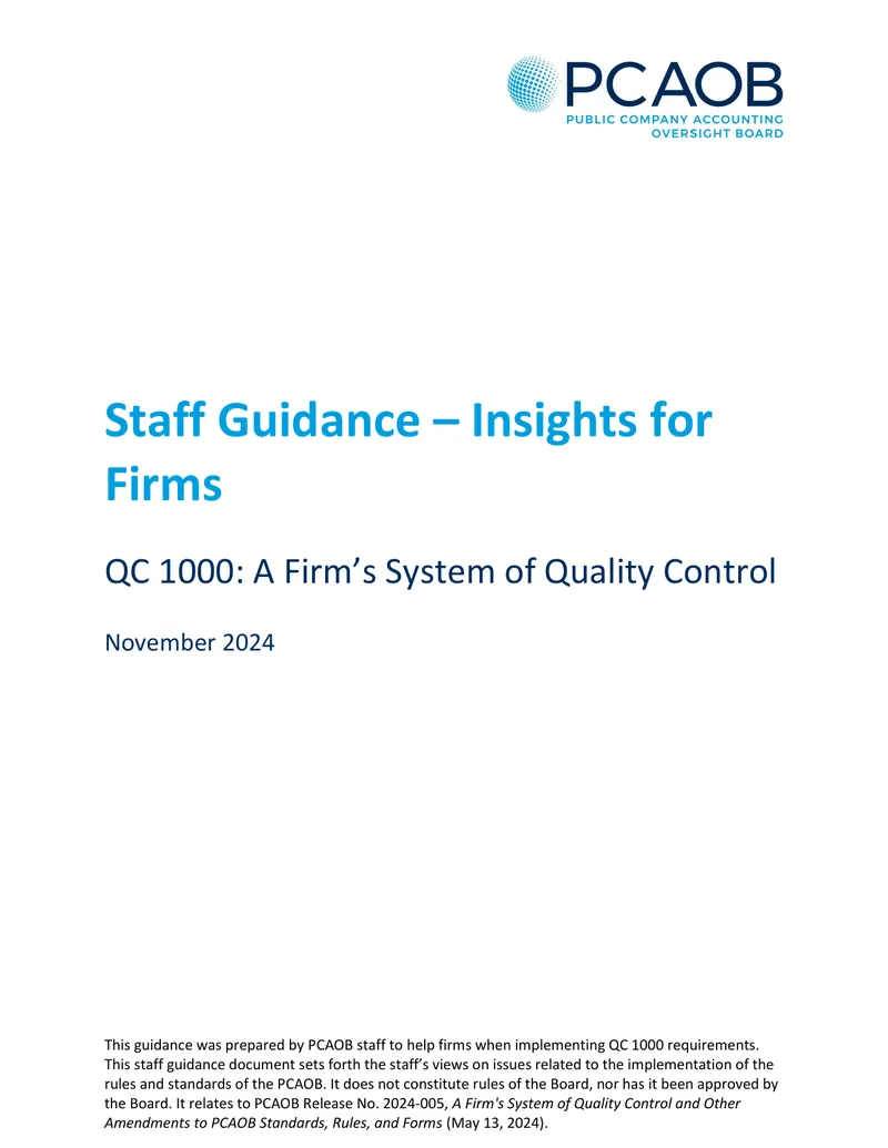 Guidance for Implementing PCAOB QC 1000 Requirements