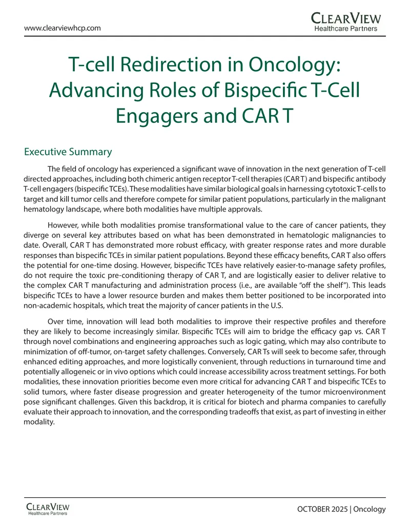 T-cell Redirection in Oncology: CAR T and Bispecific T-Cell Engagers
