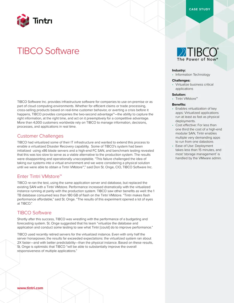 TIBCO Software Case Study on Tintri VMstore