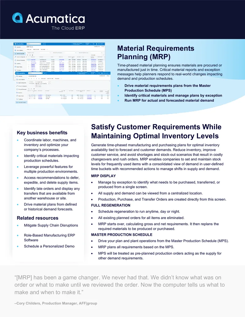 Material Requirements Planning Overview