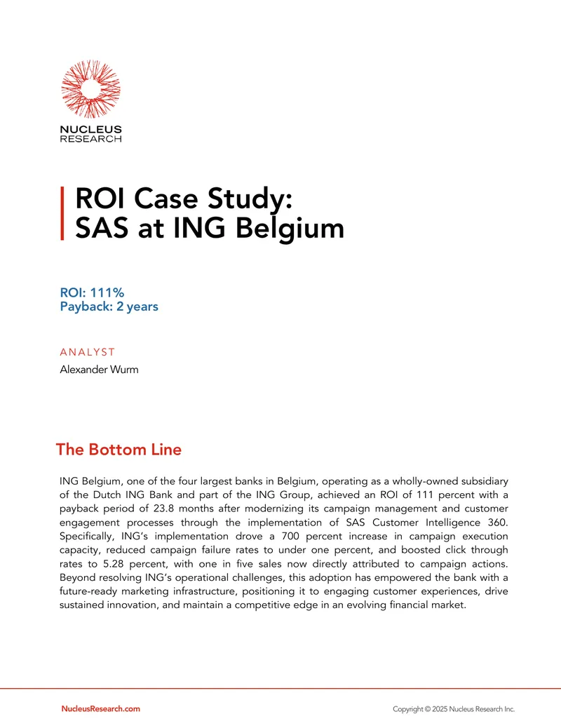 ROI Case Study on SAS Implementation at ING Belgium