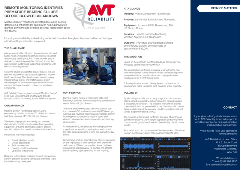 Remote Condition Monitoring for Landfill Gas Blowers