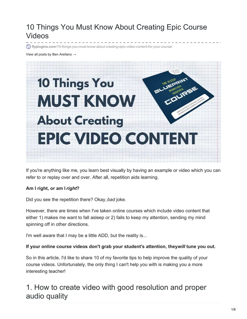 Creating Effective Course Videos Guide