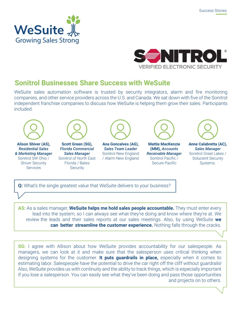 Sonitrol Franchise Success Stories with WeSuite