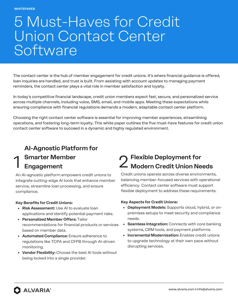Five Essential Features for Credit Union Contact Centers