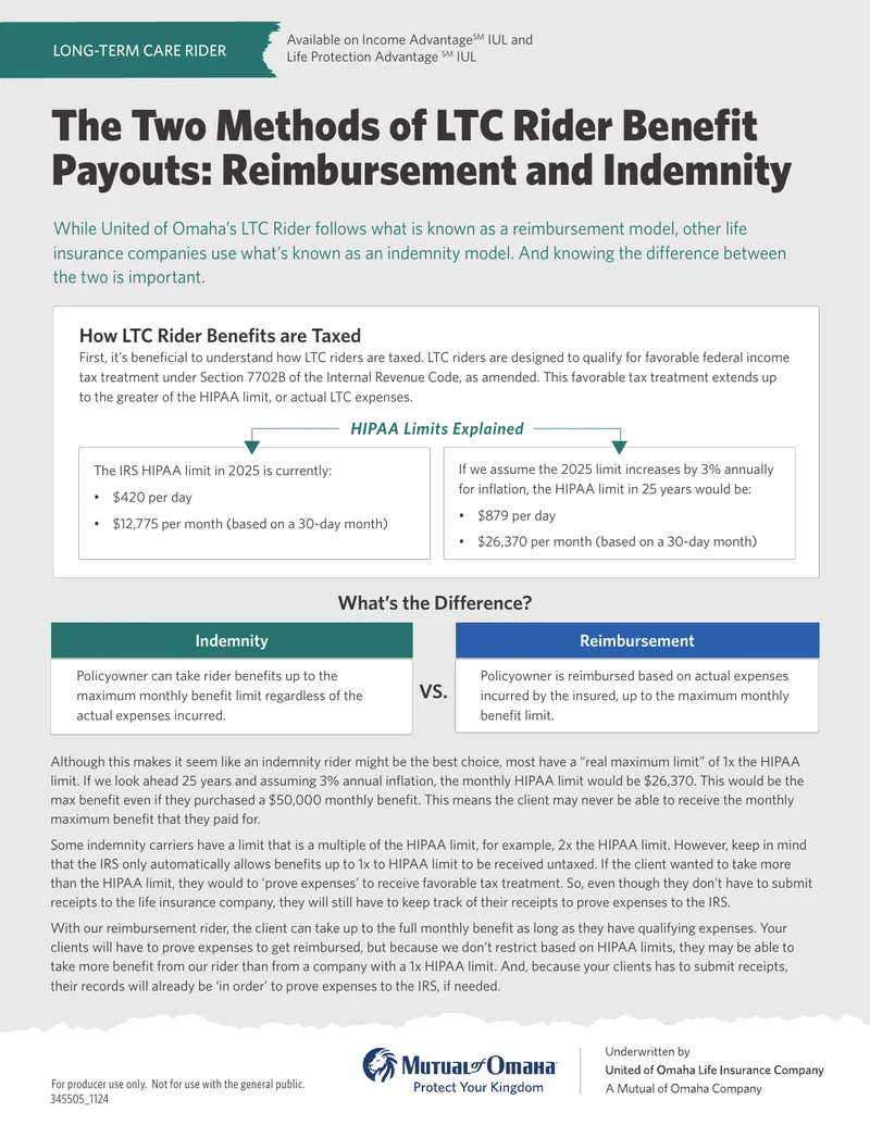 Long-Term Care Rider Benefit Comparison Guide