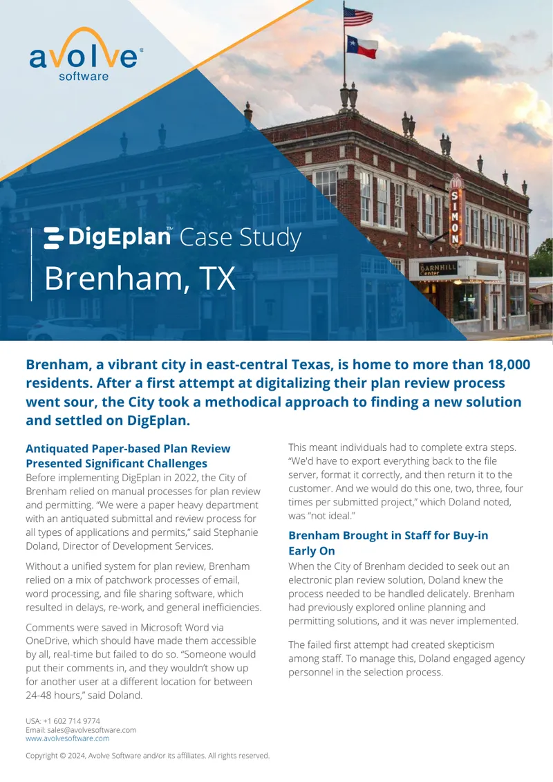 Digital Plan Review Implementation in Brenham, Texas
