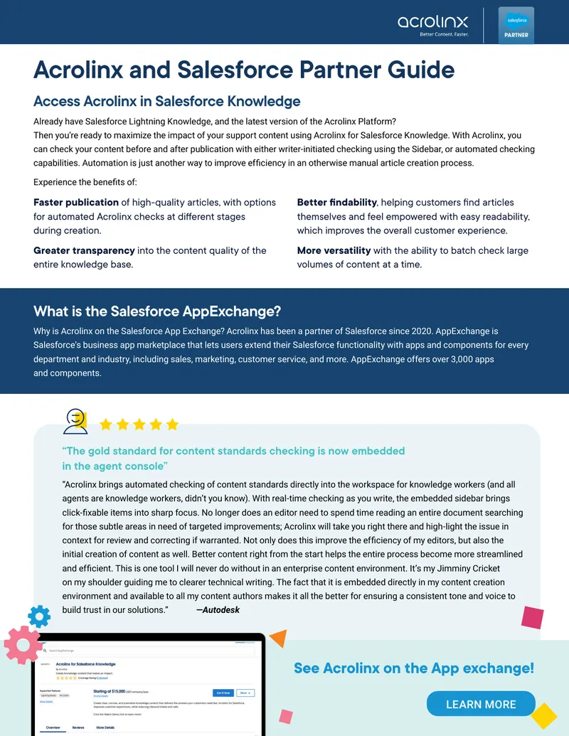 Acrolinx Integration with Salesforce Knowledge