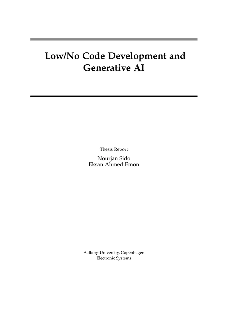 Low/No Code Development and Generative AI Thesis Report