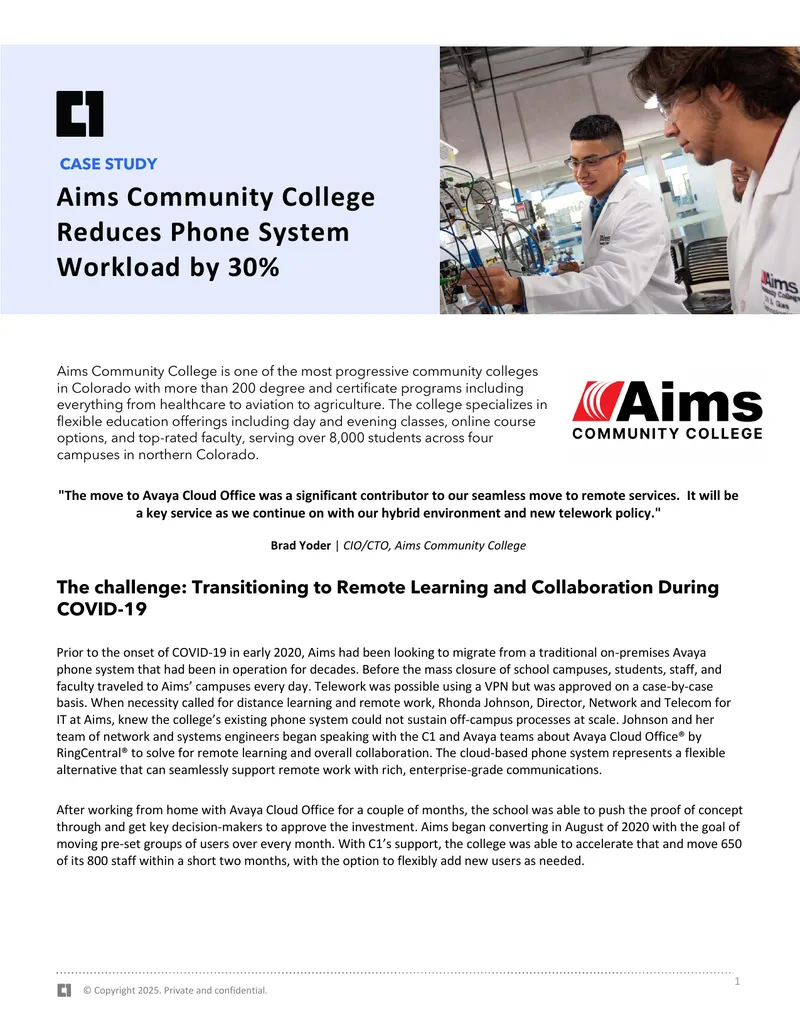 Aims Community College Phone System Transition Case Study