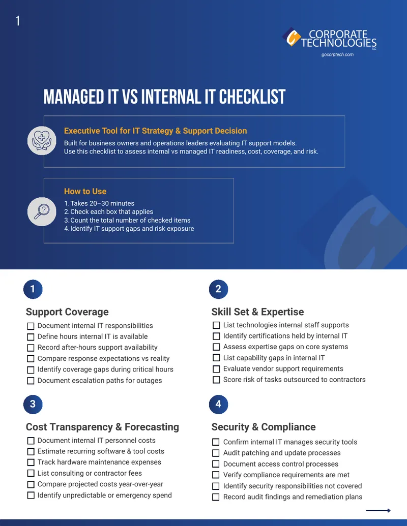 Managed IT vs Internal IT Assessment Checklist