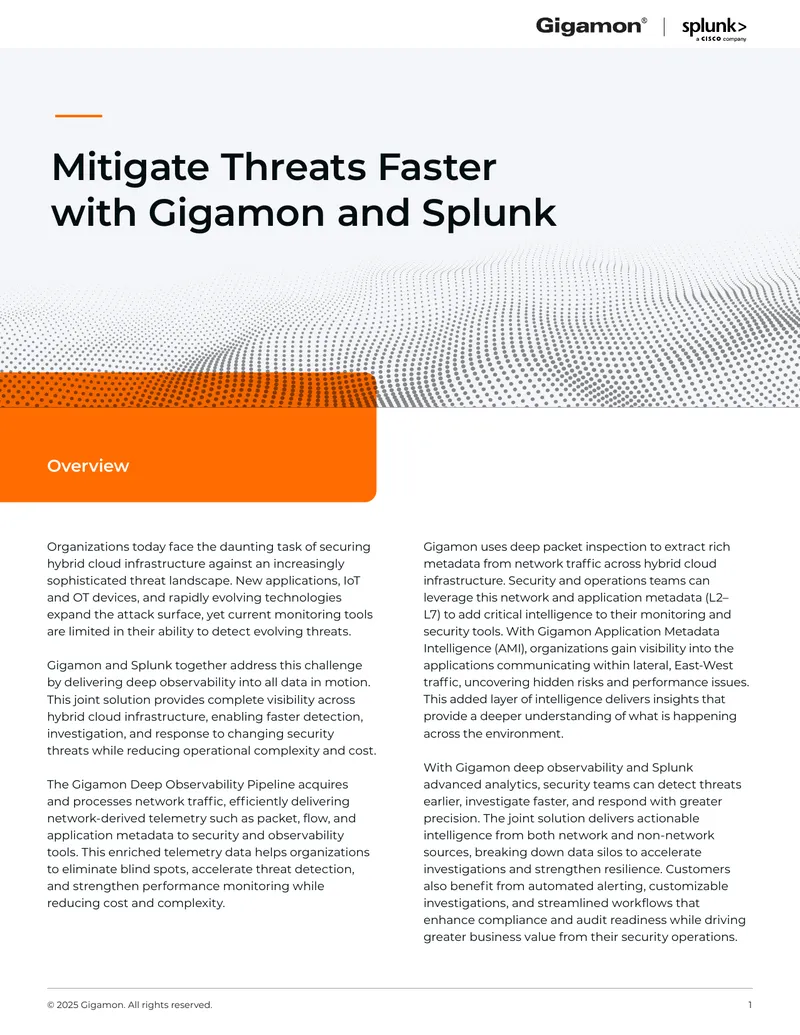 Joint Solution Brief for Gigamon and Splunk