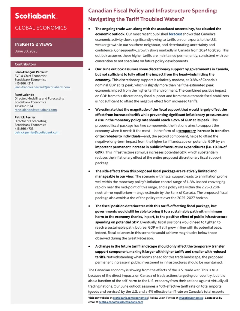 Canadian Fiscal Policy and Infrastructure Spending Analysis
