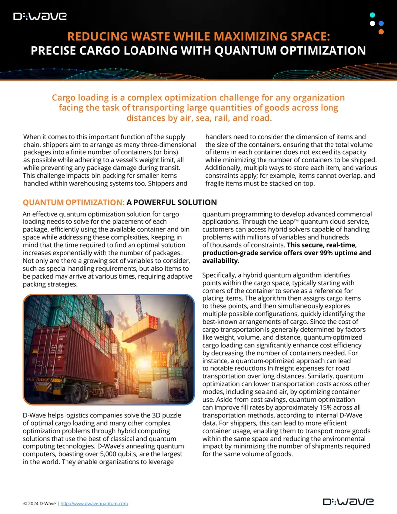 Quantum Optimization for Cargo Loading Challenges