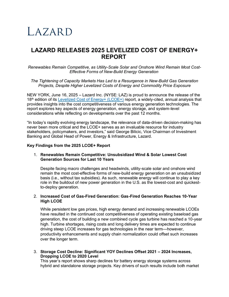 2025 Levelized Cost of Energy+ Report