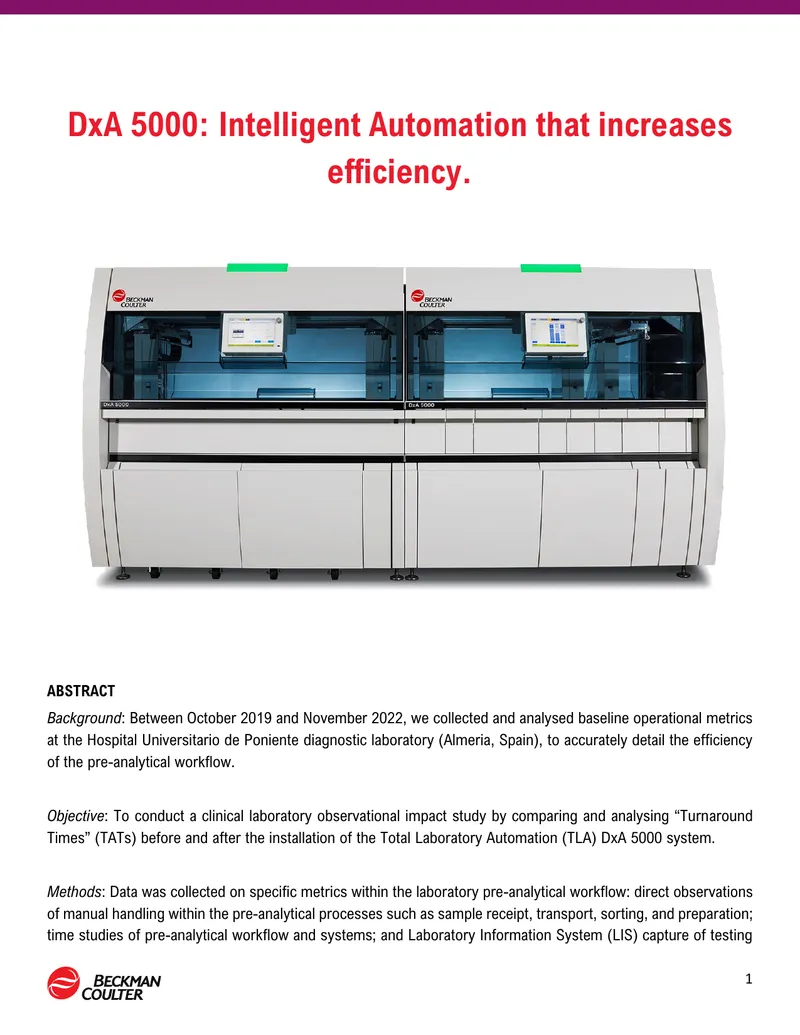 Impact Study of Total Laboratory Automation System