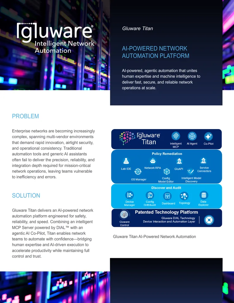 Gluware Titan AI-Powered Network Automation Platform