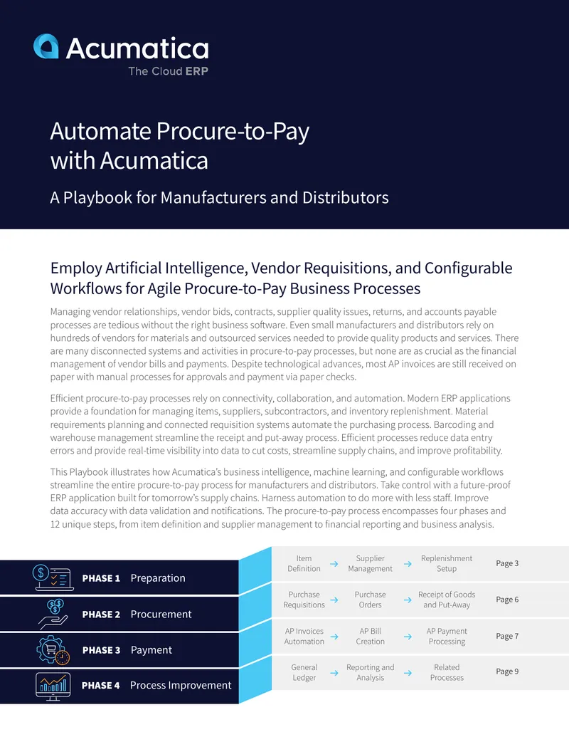 Automate Procure-to-Pay with Acumatica Playbook