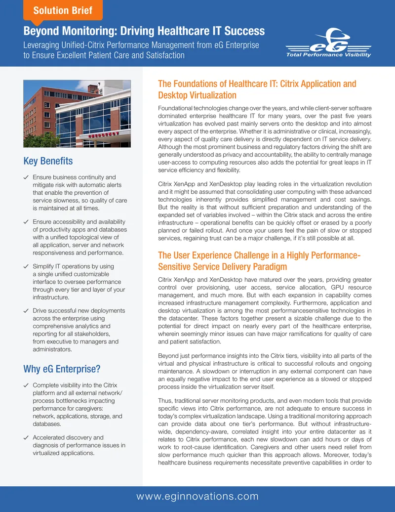Unified-Citrix Performance Management in Healthcare IT