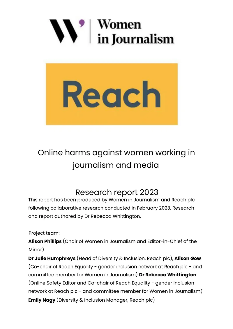 Online Harms Against Women in Journalism and Media