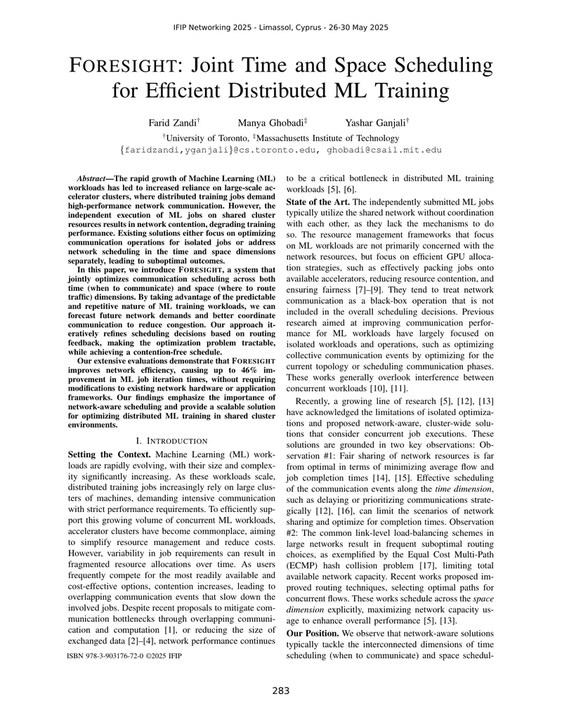 FORESIGHT System for Joint Scheduling in ML Training