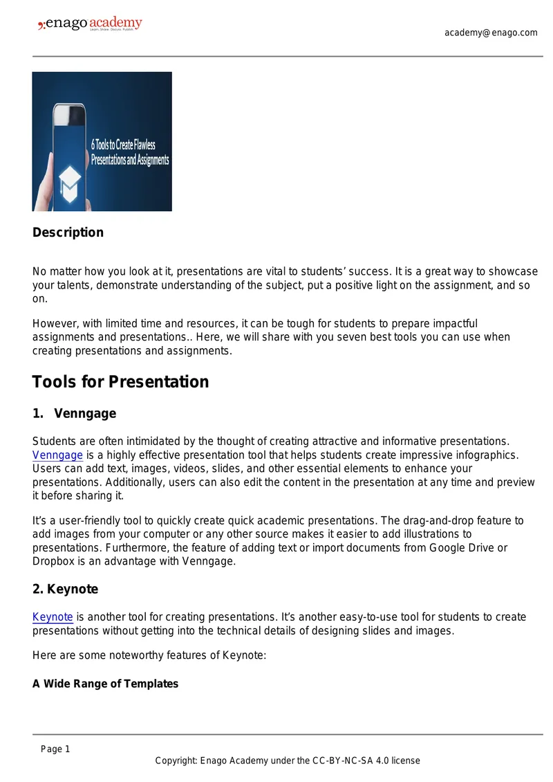 Presentation and Assignment Tools for Students