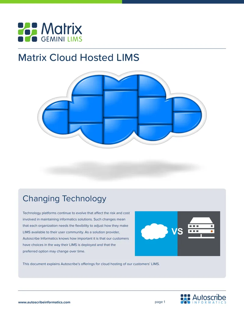 Matrix Cloud Hosted LIMS Deployment Overview preview page 1