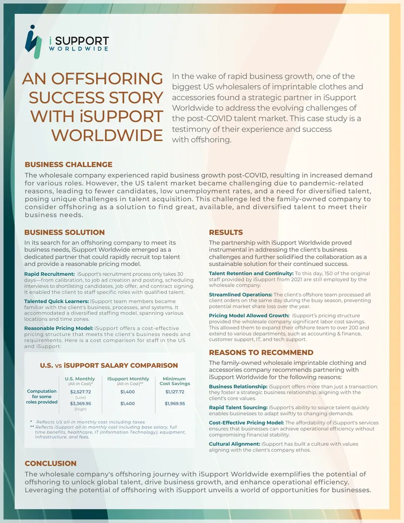 Offshoring Success Story with iSupport Worldwide