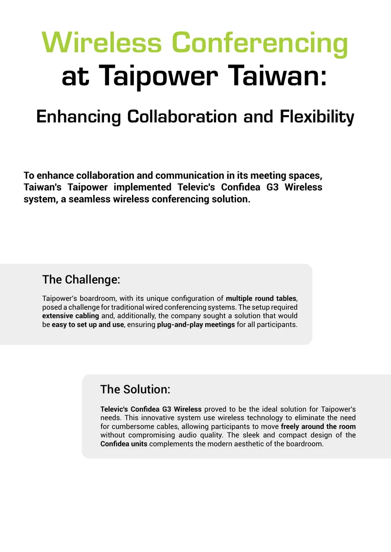 Wireless Conferencing Implementation at Taipower Taiwan
