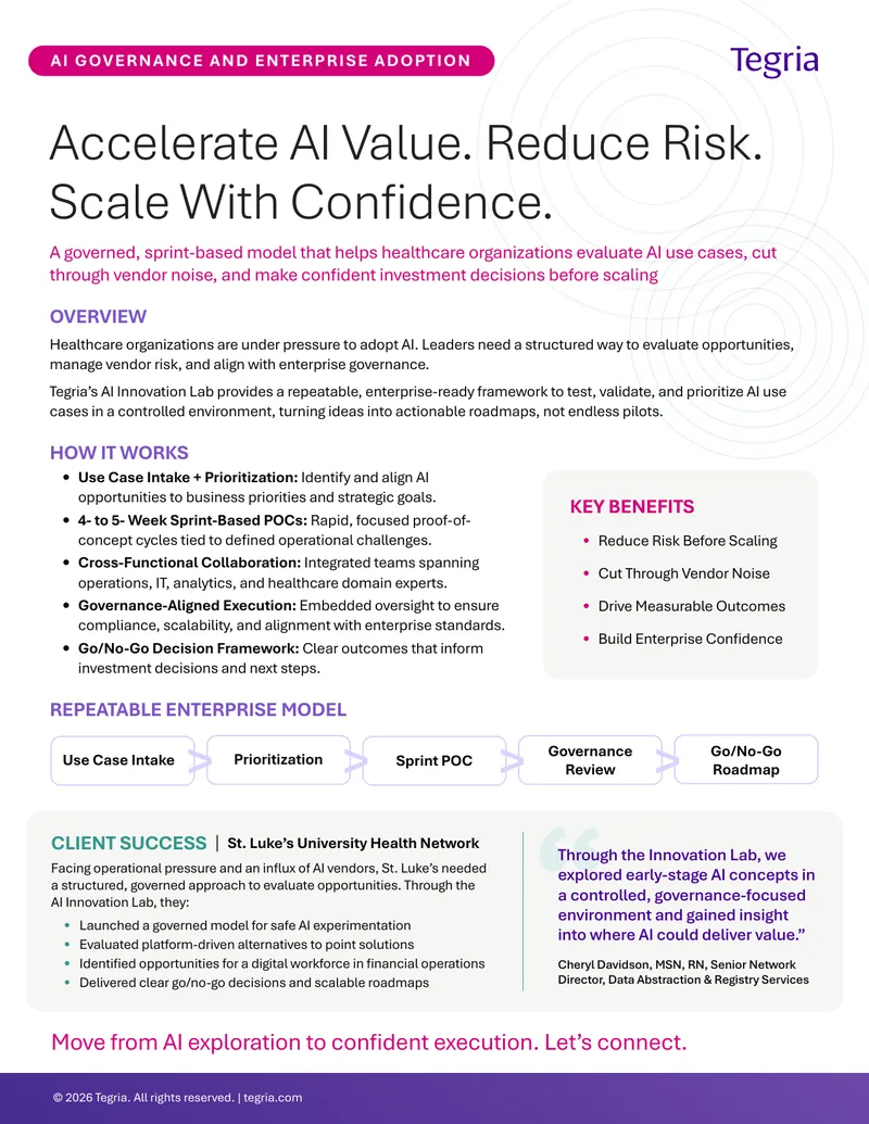 AI Innovation Lab Framework for Healthcare Organizations