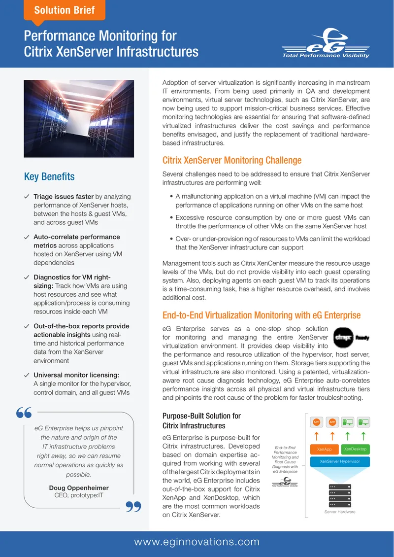 Performance Monitoring for Citrix XenServer Infrastructures