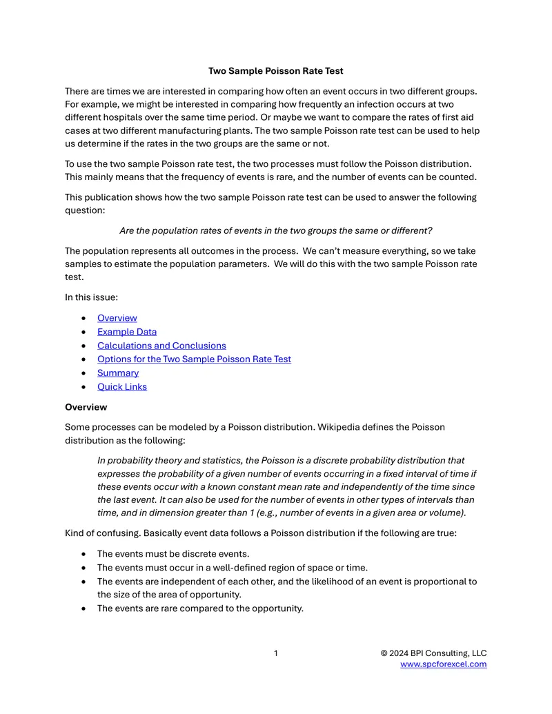 Two Sample Poisson Rate Test Methodology