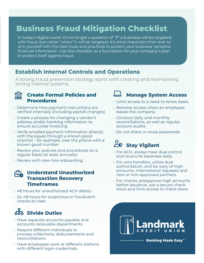 Business Fraud Mitigation Checklist
