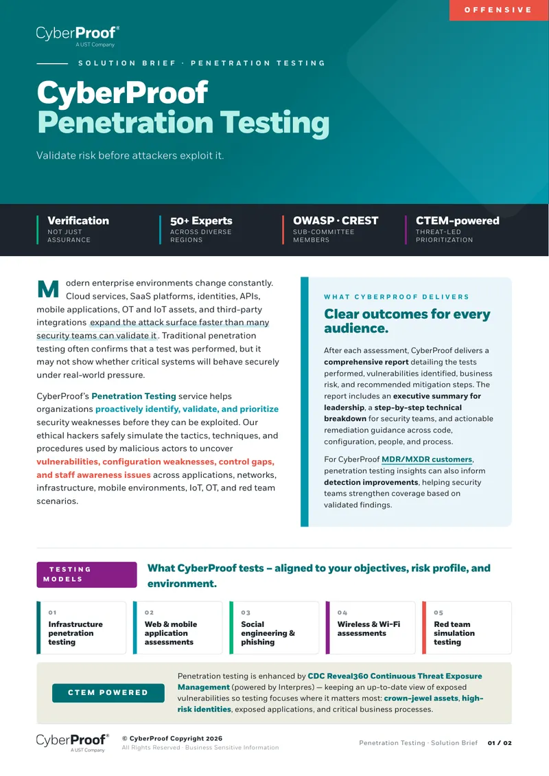 CyberProof Penetration Testing Solution Brief