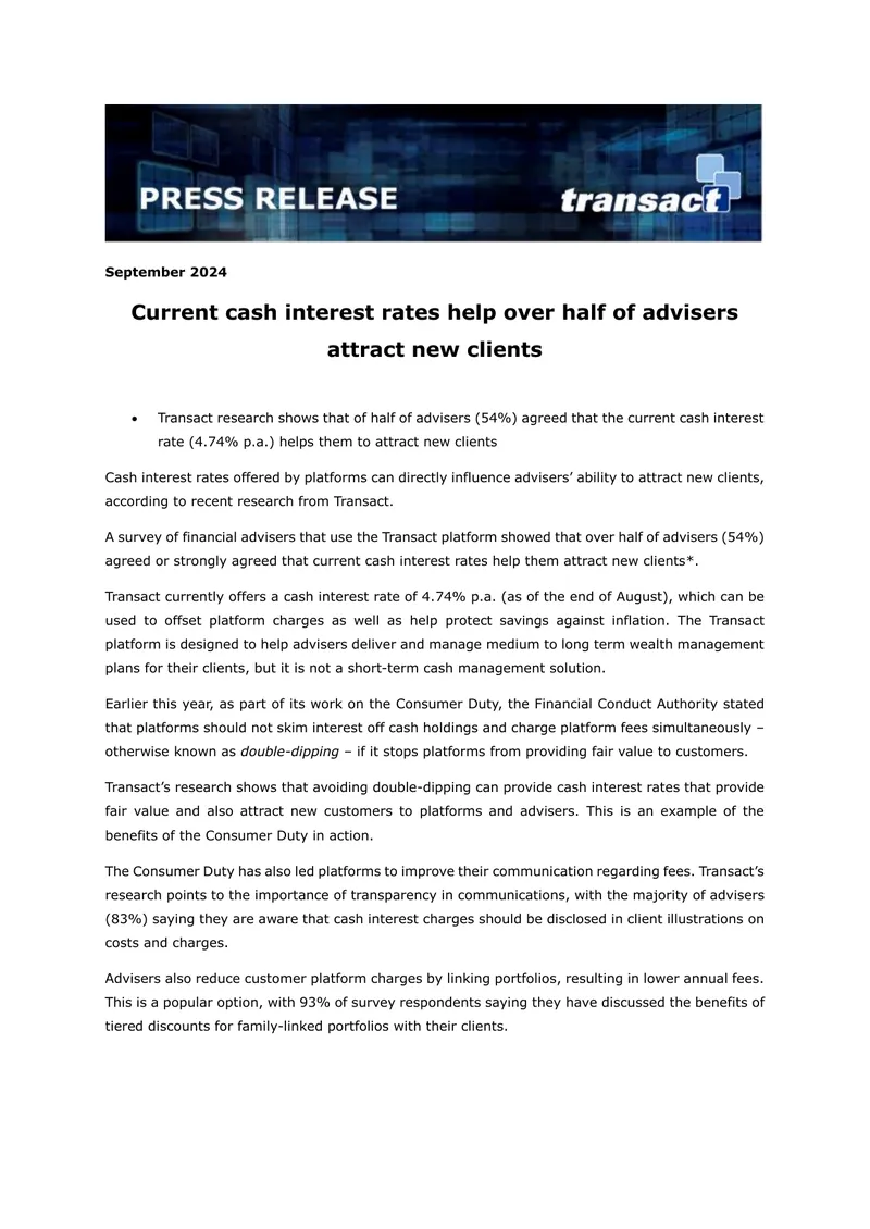 Impact of Cash Interest Rates on Client Acquisition