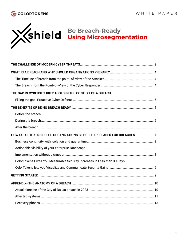Be Breach-Ready Using Microsegmentation
