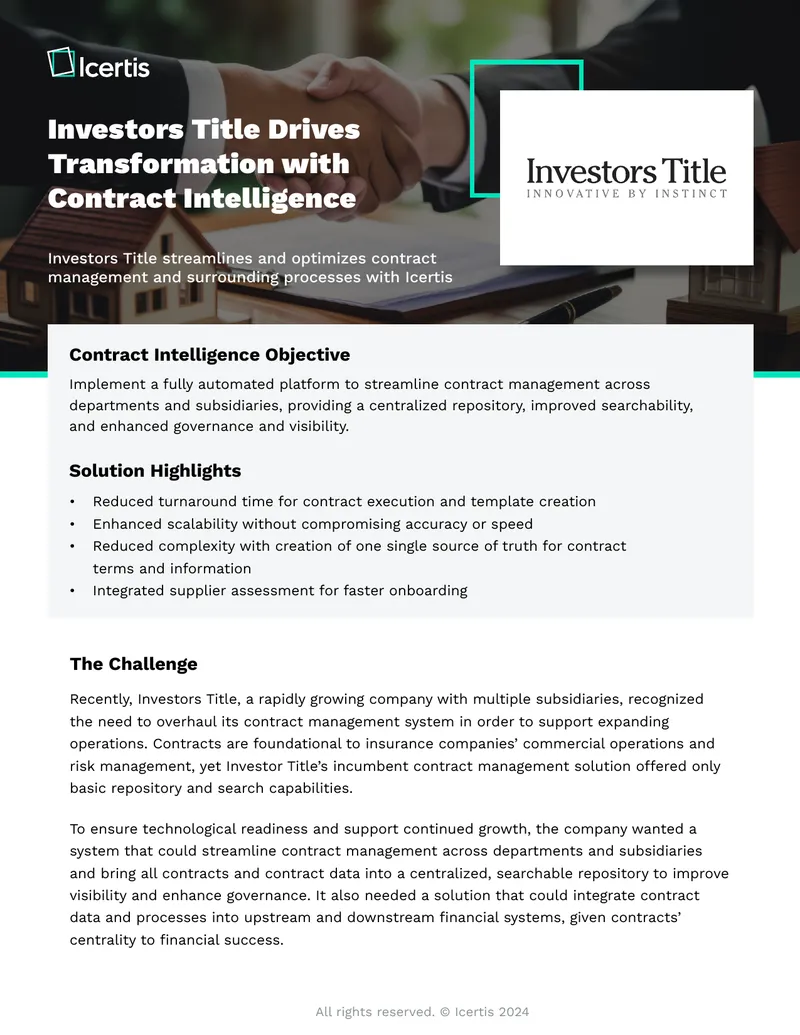 Investors Title Contract Management Transformation
