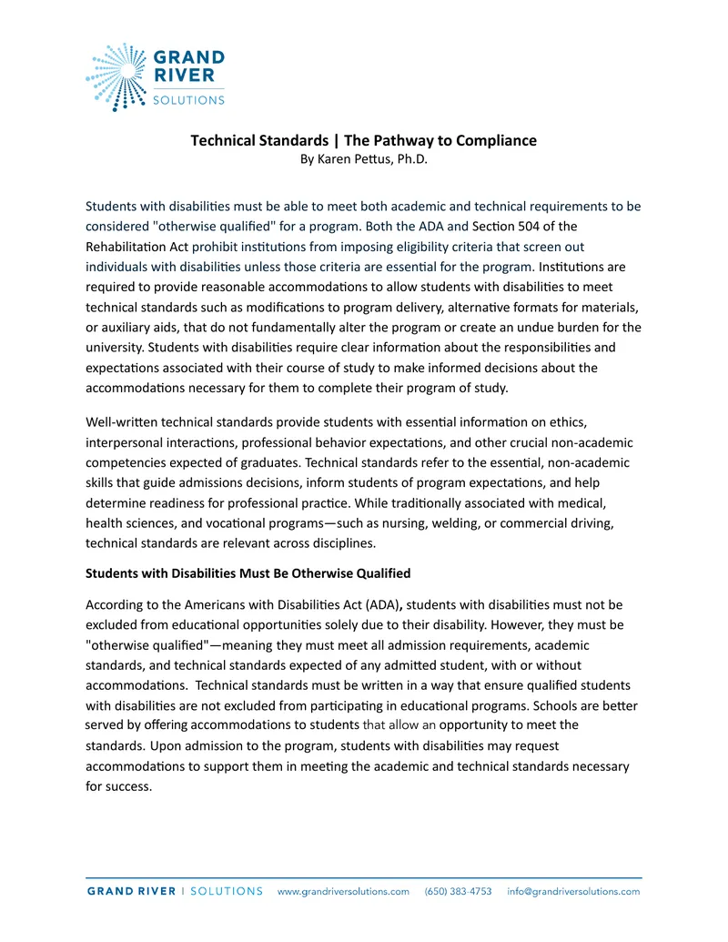 Technical Standards for Students with Disabilities