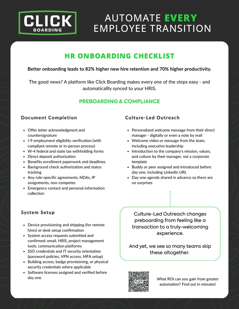 HR Onboarding Checklist for Employee Transition