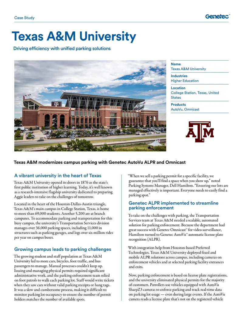 Texas A&M University Parking Modernization Case Study