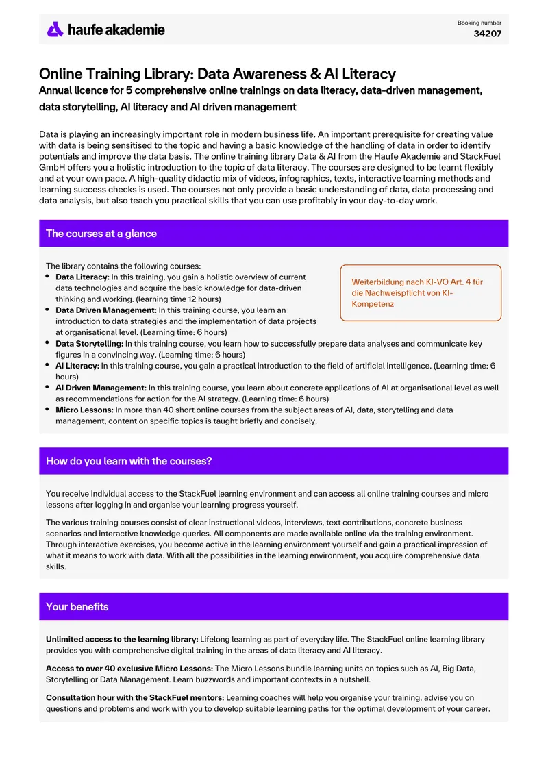 Online Training Library for Data Literacy and AI Skills