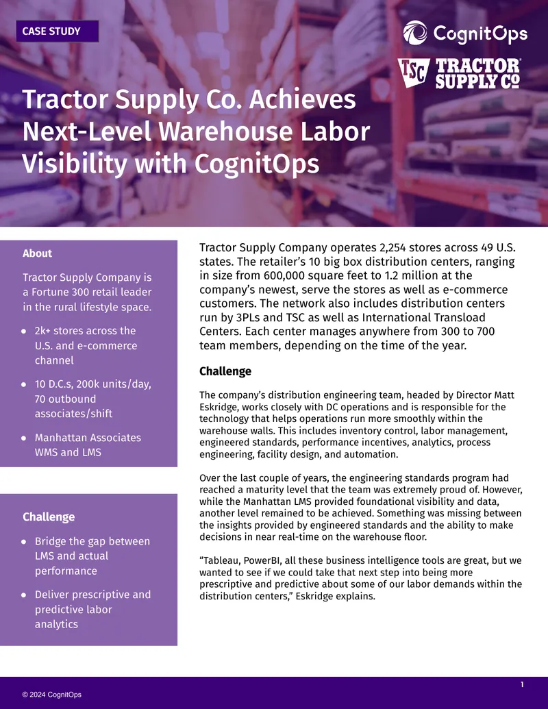 Tractor Supply Company Warehouse Labor Optimization Case Study