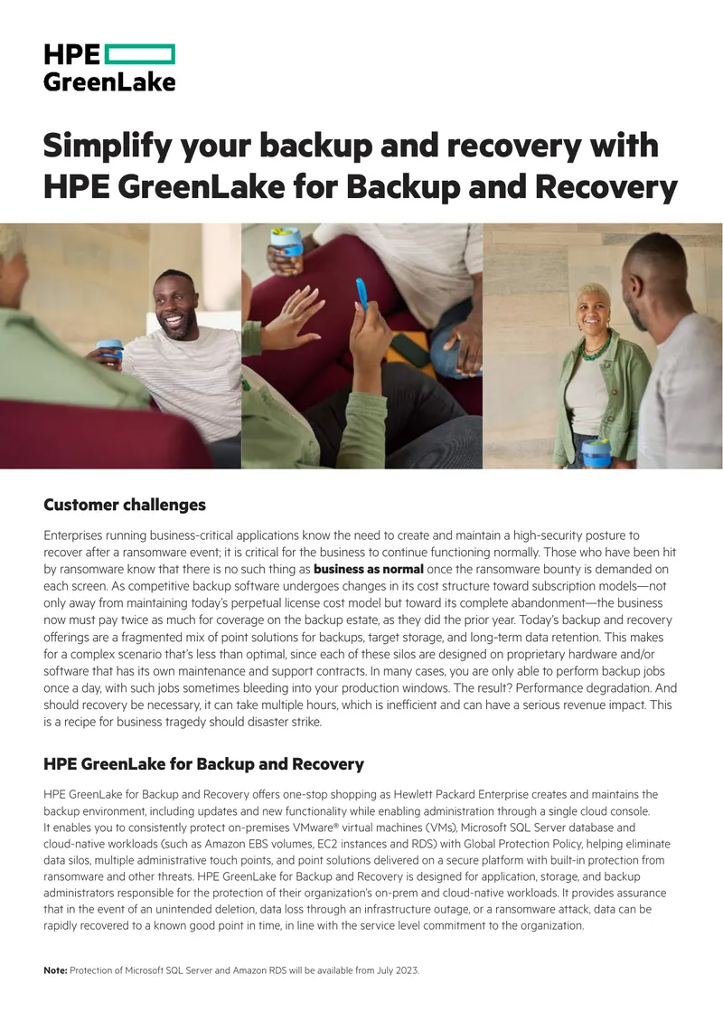 HPE GreenLake for Backup and Recovery Overview