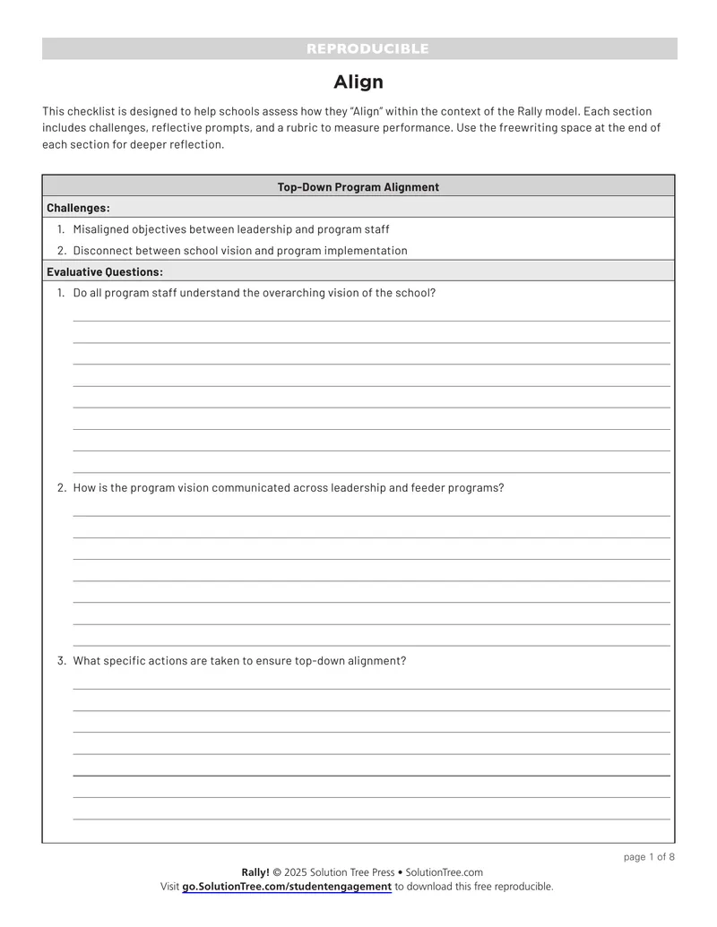 Checklist for Program Alignment Assessment