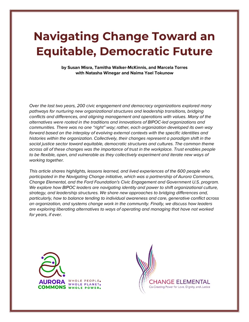 Navigating Change for Equitable Democratic Structures