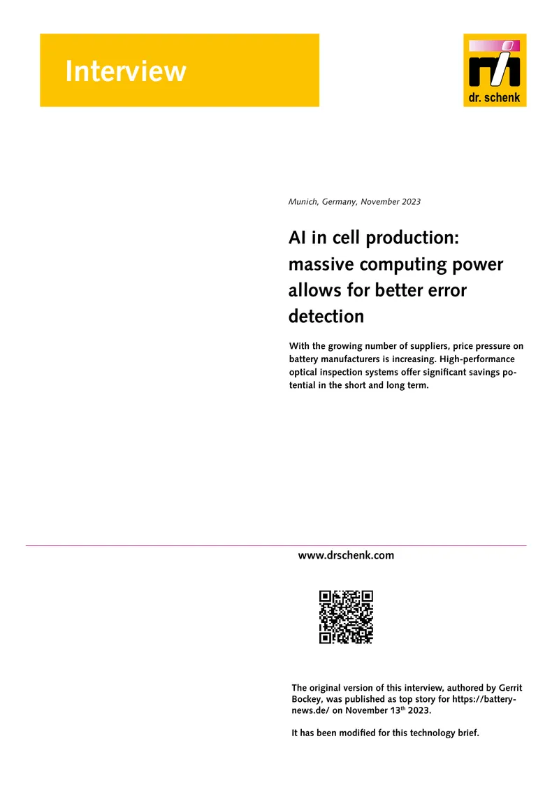 AI Applications in Battery Production Inspection Systems