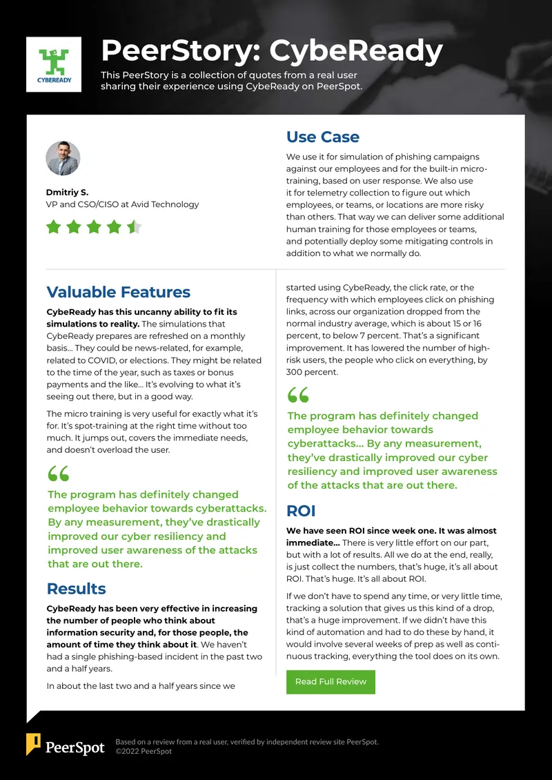 User Experience with CybeReady Cybersecurity Training