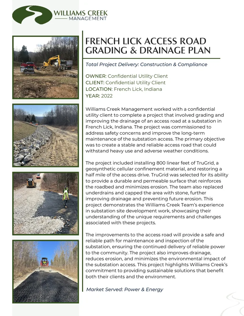 Grading and Drainage Plan for Access Road