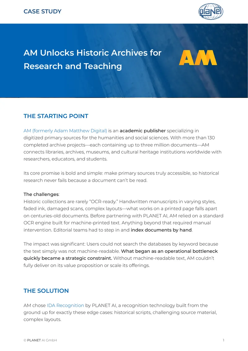 Unlocking Historic Archives for Research and Teaching